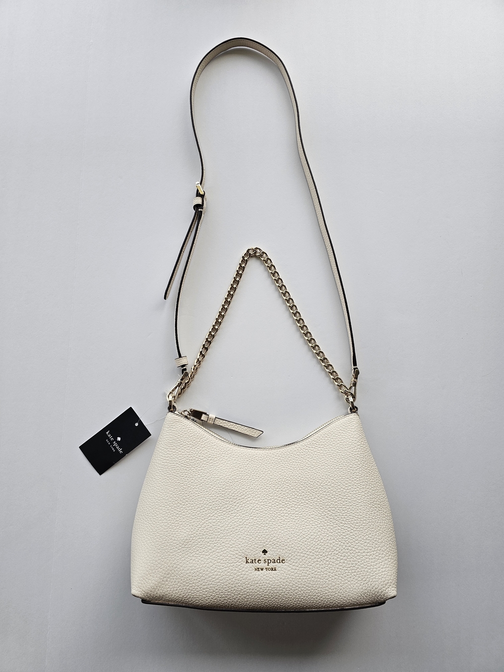 Kate Spade Cream Offwhite Pebbled Leather Crossbody Bag Convertible $329 NWT